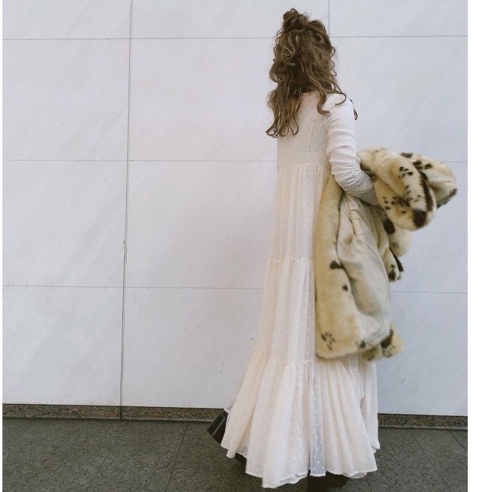 Zara White Swiss Dot Maxi Dress - Picture 9 of 15